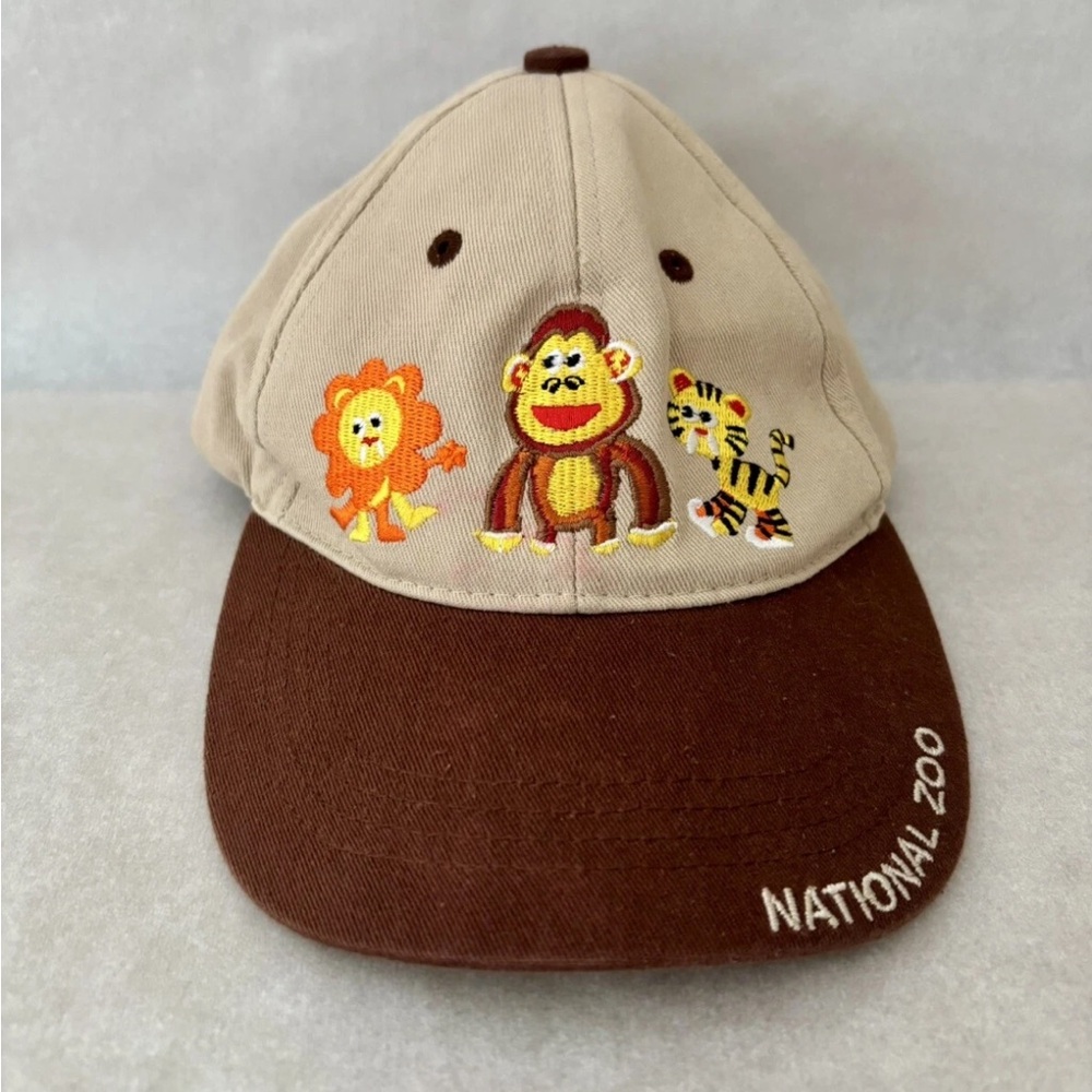 National Zoo Tiger Lion Monkey Strap Back Tot Hat Baseball Cap